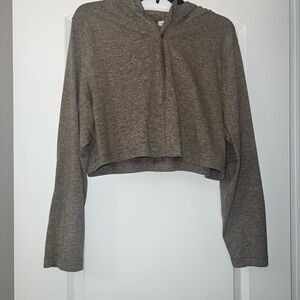 Gray Cropped Hoodie
